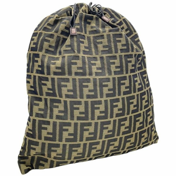 Fendi Pouch Zucca Nylon Canvas Khaki Black FENDI FF Bag Multi NN-14799
